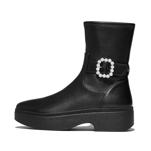 Fitflop Femme F-luma bottine cuir noir chaussure confortable à boucle