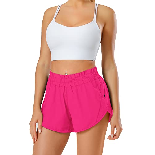 Image of Aurefin Athletic Shorts for Women,Women's Quick Dry Workout Sports Active Running Track Shorts with Elastic and Zip Pockets