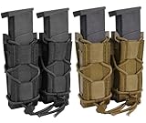 2PC Molle Double Pistol Mag Pouches Single Double Stack Magazine Carrier for 9mm/.40, 45ACP .380 Calibers Glock Taurus S&W M&P Springfield 1911 Sig p365/P365XL/226/229