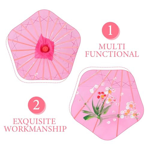 Sombrilla asiática de seda clásica SHOWERORO parasol rosa ligero de danza bodas 3