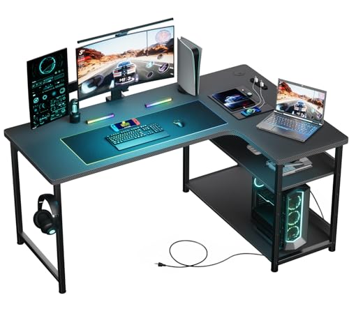 GTRACING ゲーミングデスク カーボン調 コンセント付き パソコンデスク Amazon.co.jp: GTRACING ゲーミングデスク カーボン調