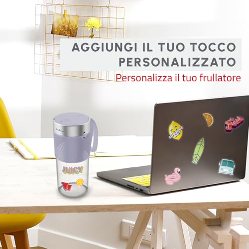 Moulinex Lightmix, Frullatore Portatile 300ml, Potente e Silenzioso, Bicchiere in Tritan Infrangibile, Lunga Autonomia e Auto Spegnimento, Colore Lilaclay, LM1CS6 - Immagine 5