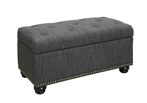 Convenience Concepts Designs4Comfort 7th Avenue Storage Ottoman, Gray Fabric