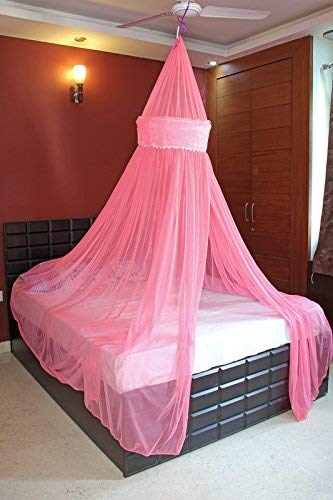 Creative Textiles Ceiling Hanging Mosquito Net I Machardani for Double Bed I Canopy Circular Curtain for Bedroom I Keeps Away Insects and Flies-Pink (B09DYCGGPX) Amazon Price History, Amazon Price Tracker