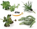 Voxm Artificial Succulent Plants for Office and Home Decor at Indoors and Outdoors | 4 Large Size Fake Succulents without Pot and Livable at Pot or Unpotted.