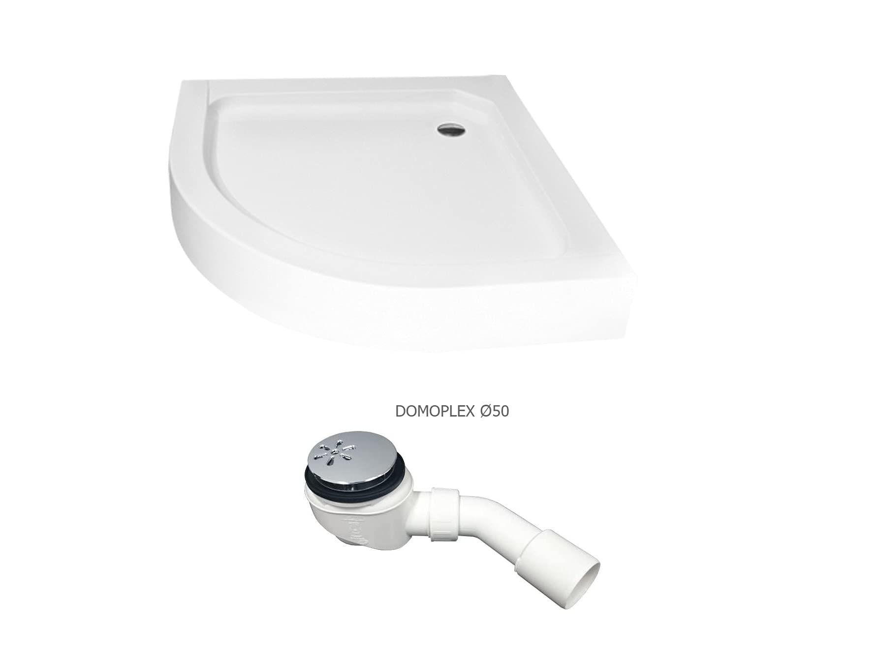 VBChome Piatto doccia 70 x 70 cm Sifone piatto doccia quadrato bianco liscio + scarico fi50 piastra di copertura sanitaria acrilico