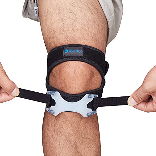 Nvorliy Dual Patella Knee Strap - Adjustable Silicone Strip Pressurization, Patella Stabilizer Brace Support for Running, Hiking, Basketball - Pain Relief for Arthritis & Weakened Knees (1, Small/Medium)