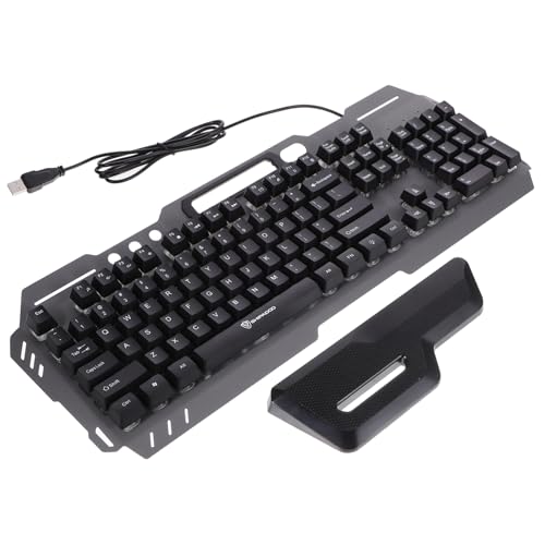 DIYEAH Clavier Filaire USB Pleine Taille Rétroéclairé pour Joueurs, Ergonomique avec Repose-Poignets Intégré, Résistant Aux Éclaboussures, Usage Bureau Et Gaming, Noir