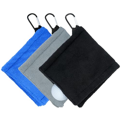 QSYZAIL 3 Pcs Small Golf Ball Towel with D Clip Portable for Both Dry and Wet Use