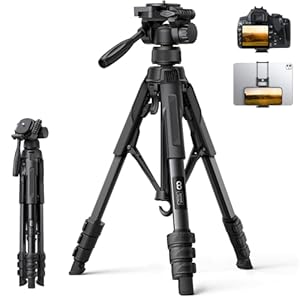 Lamicall Camera Tripod – 17.6LBS Max Load Tripod for Camera with Rapid Leg Deployment Phone Tripods for Video Recording Photo Vlog, 67″ Camera Stand with Phone Holder & Carry Bag for DSLR iPhone GoPro