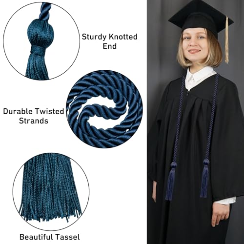 Image of Graduation Honor Cords Navy Blue Honor Cords with Tassels for Graduation Students