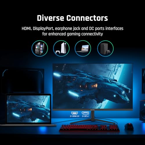 Image of KTC 24 Inch Gaming Monitor FHD 1080P Fast IPS 165Hz, 125% sRGB 1ms HDR Zero-Frame Computer Monitor, HDMI 2.0, DisplayPort 1.4, FreeSync & G-Sync, Tilt, VESA Compatible, Eye Care