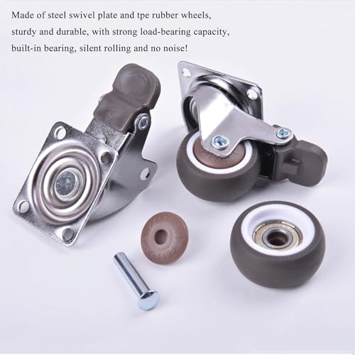 Luxinika H-JL-1P 1 Inch Caster Wheels For Furniture, Silent Ball Bearing Swivel Casters Set Of 4 Heavy Duty Load 120 Lbs, Steel Top Plate Tpe Rubber Rolling Wheels thumb #7