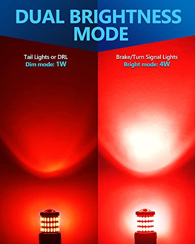 image for Yorkim Bright 1157 LED Bulbs Red, 1157 Brake Light Bulb, 9-30V 1157 20
