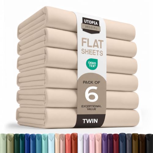 Utopia Bedding Flat Sheets Pack of 6 Twin Beig