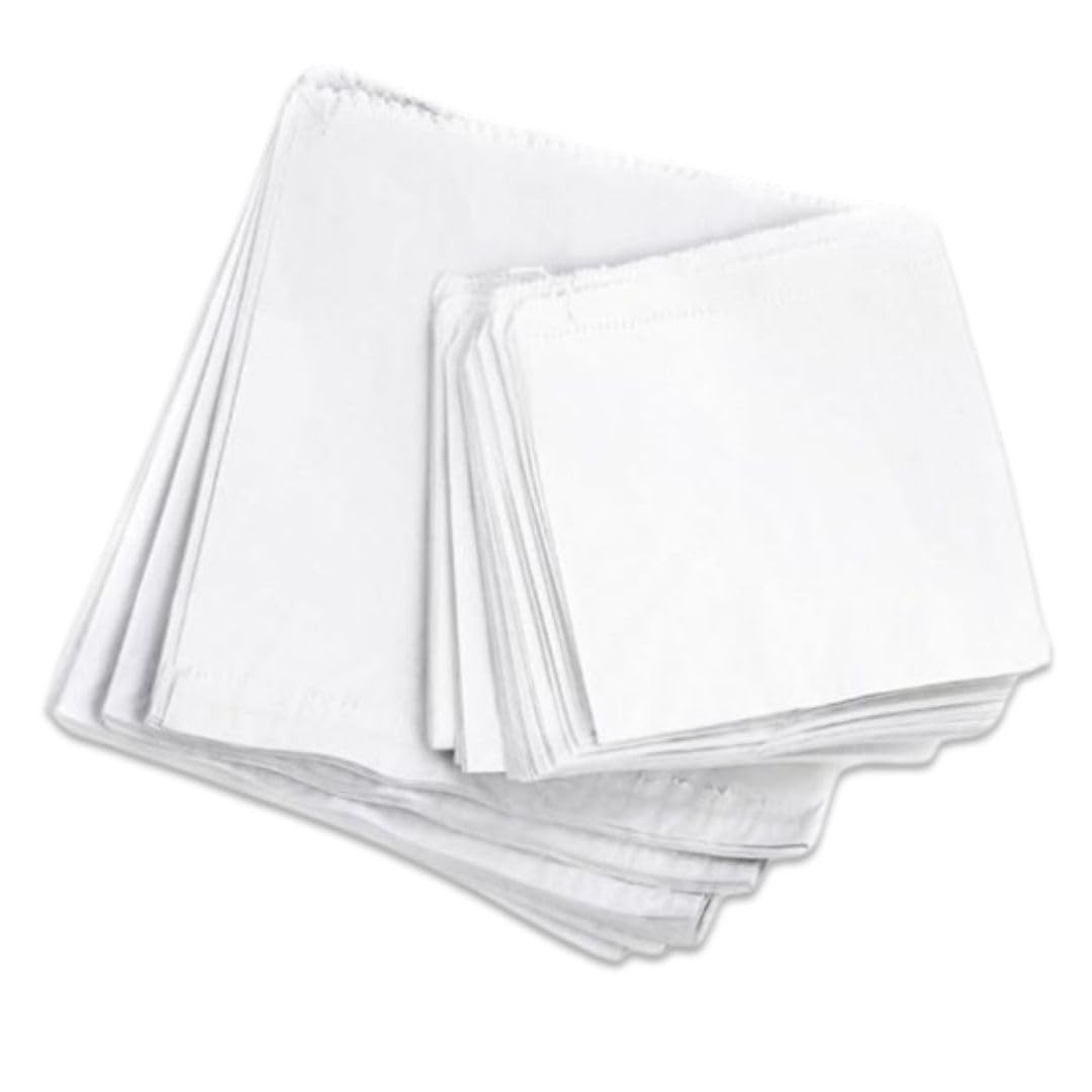 Ezkart White Versatile Sulphite Paper Bags Assorted Sizes For Groceries, Vegetables Bread, & Fruits- Ideal As Sandwich, Paper Food, Cake, Pick And Mix Sweet Bags (200, 12X12 Inch)