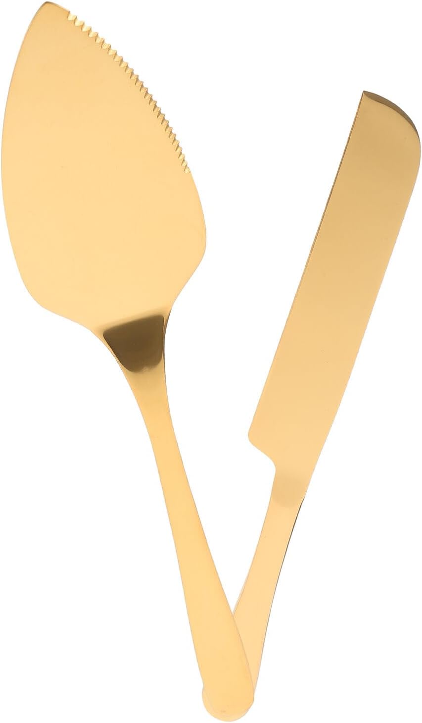 VANZACK Stainless Steel Cake Cutter and Server Set, Gold 2pcs Cake and Pie Serving Utensils for Weddings, Birthdays, and Parties
