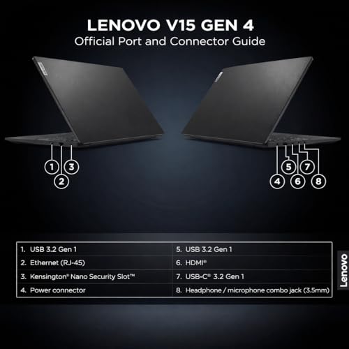 Image of Lenovo V15 2026 Student & Business Laptop, AMD Ryzen 3 7320U (Beats i7-1160G7), 15.6 inch FHD IPS Display, 16GB RAM, 256GB SSD, Ethernet Port RJ-45, Windows 11 Pro, WOWPC Recovery USB, No Mouse