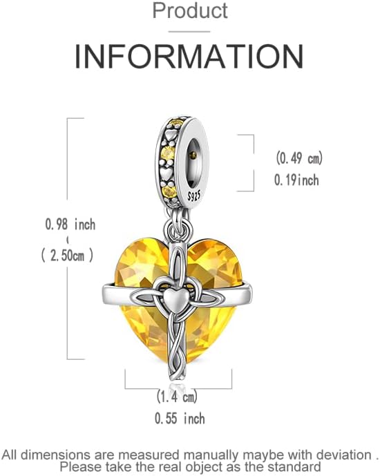 LNQOBU Birthstone Charm for Bracelets,925 Sterling Silve Heart Dangle Charms for Pandora Bracelets - Image 5