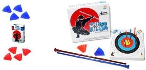 Office Ninja Blowguns Game with Soft Ammo and a Target Plus Extra Ammo Refill: Super Fun, Addictive Blowgun Competition Game for Two People or a Group Indoor