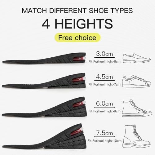 Image of XINIFOOT Height Increase Insole 4-Layer Air Cushion Heel Insert Lift Shoes Insole for Men and Women Invisible Elevator Adjustable Insoles (Full Pad, 2.95 Inch)