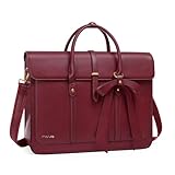 [MOSISO] 女性用 ラップトップケース、15-15.6インチ、PUレザーノートパソコンショルダーバッグ、バックパックに変換可能、16インチ、メッセンジャー カジュアルハンド 仕事ブリーフ ケース 旅行用 蝶結び付き(ワイン レッド)
