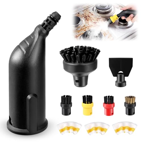 Juego de 10 cepillos redondos para limpiador de vapor Kärcher con boquilla de potencia y cepillo para juntas, raspador, para SC1 SC2 SC3 SC4 SC5, para cocina, juntas de azulejos y suciedad persistente