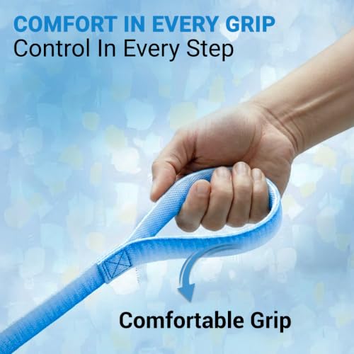 Image of Bowlers Dog Leash for Small, Medium & Large Dogs | Blue & White Design | Durable Nylon Pet Walking Lead | Strong Metal Hook | Comfortable Grip