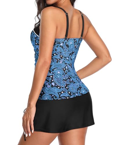 Image of Yonique Womens Underwire Tankini Swimsuits with Skirt Two Piece Bathing Suits Tummy Control Swimwear
