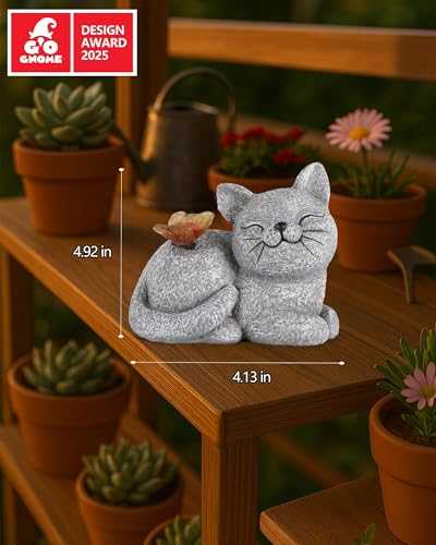 Solar-Cat-Garden-Statue-with-Butterfly-Light--5-Inch-Outdoor-Resin-Figurine-for-Yard-Patio-Balcony--Gifts-for-Women-Garden-Decor-Accent-Cat