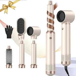 OKWRAP Haarstyler Hairstyler 5 in 1 Airbrush, Hair Styler Set Mit Rundbürstenföhn Haarstyler Warmluftbürste Föhn Lockenstab Luft Thermal Brush Hair Styler Set Für Glätten, Trocknen, Volumen, Locken