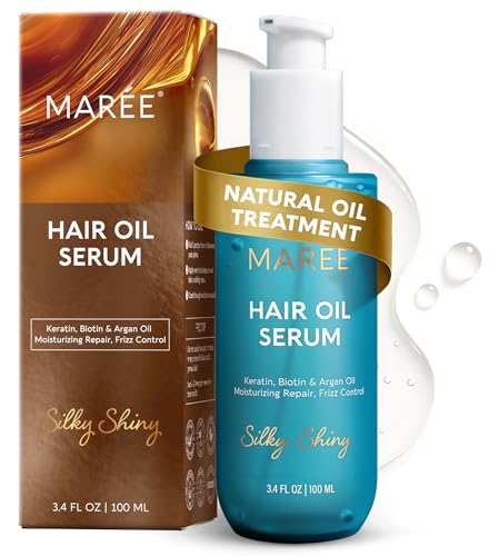 MAREE Hair Oil for Frizzy Hair with Argan Oil, Keratin & Biotin – Hair Serum for Dry and Curly...