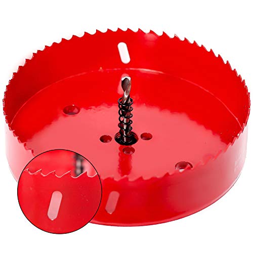 KINJOEK 6 Inches 152 mm HSS BI-METAL Hole Saw Heavy Duty Steel Cornhole Boards Hole Saw Blade Corn Hole Drilling Tool Drill Bit Saw for Cornhole Game, Red - Thumbnail 2