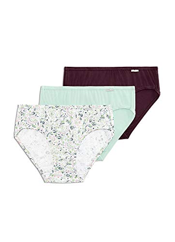 Jockey Women's Underwear Elance Bikini - 3 Pack, Clear Waters/Dotted Paisley Pastel/Pinot Noir, 5