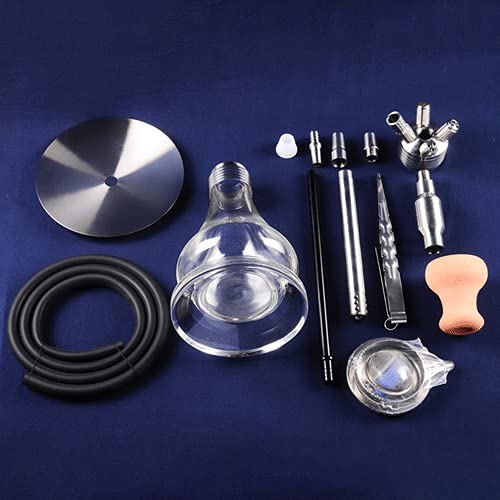 JYXZM Edelstahlhuka, Premium-Glas Shisha-Hukahn-Kit mit Silikonschlauch und Hukahn-Lehm-Schüssel Set, 100… – Bild 7