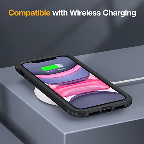 Image of Miracase Glass Series for iPhone 11 Case 6.1 inch, Upgraded Full-Body Rugged Phone Bumper Case Cover with Built-in 9H Tempered Glass Screen Protector and Camera Protector, Black
