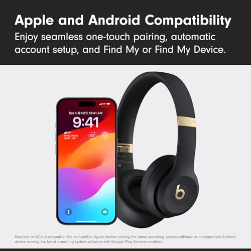 Image of Beats Solo 4 Wireless Headphones with 20W Power Adapter - Black & Gold