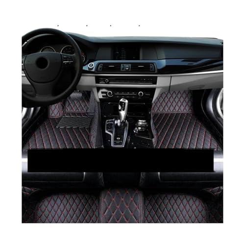非ハイブリッド車用カーフロアマット 三菱アウトランダー GM 2022~2027 5人乗り用 レザーパッド カーマット Alfombrillas カーアクセサリー(LHD Black Red)