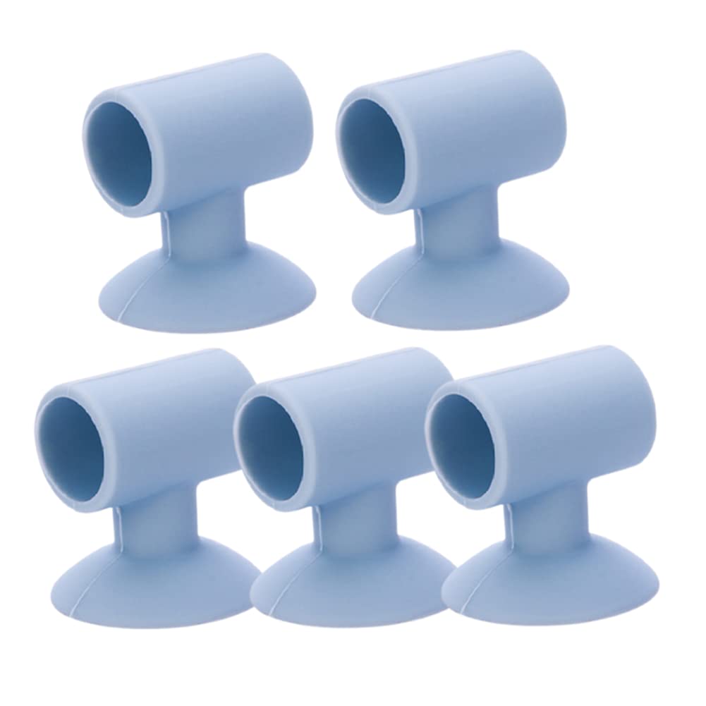 Door Wedge Stoppe, Stops, Stoppers, Stop Wall Protection Suction Cup Type Silicone Handle Silent Bumper, 5 Pieces-Pink(Blu)