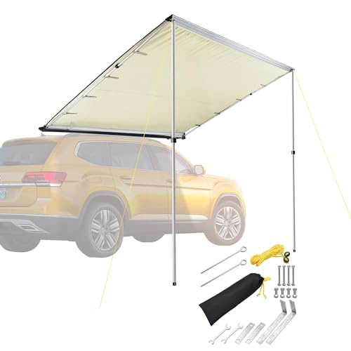 Yescom 7.6'x8.2' Car Side Awning Rooftop Pull Out Tent Shelter PU2000mm UV50+ Shade SUV Outdoor Camping Travel Beige