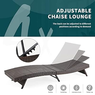 EROMMY Patio Chaise Adjustable Outdoor Chaise Lounge Chair, Rattan Wicker Patio Lounge Chair with Cushion for Beach…