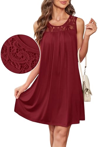 Image of BKRIVE Womens Lightweight Sleeveless Summer Dresses | Lace Yoke Neckline, Figure-Flattering for All Shapes - Ideal Beach Cover-Up & Hot-Weather Travel Essential
