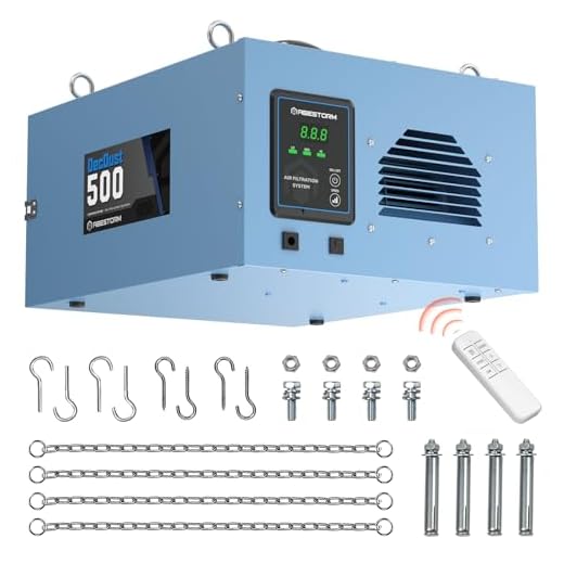 Abestorm 2-Stage Filtration Air Filtration System for Woodworking, Hanging Air Filtration Dust Collection for Woodworking/Garage/Workshop, DecDust 500 (350/450/500 CFM)