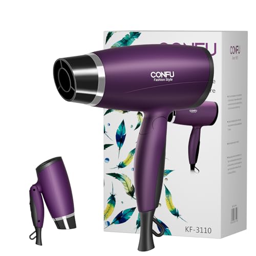 CONFU 1600W Portable Travel Hair Dryer with Folding Handle