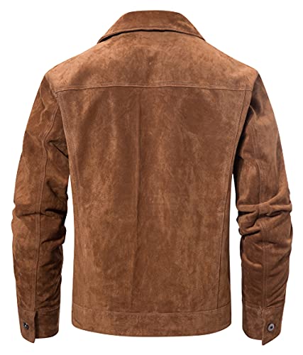 FLAVOR Men's Suede Leather Jacket Trucker Coat2