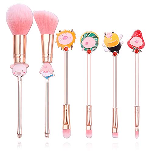 Pinceaux de maquillage cochon rose aux poils ultra-doux et manches amusants pour tous