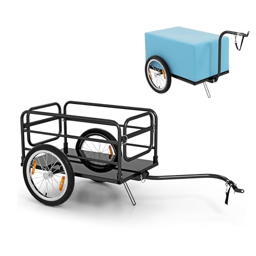 Los mejores remolques para bicicleta 2023 41 FANTASK Remolque de Bicicleta de hasta 60 kg, Plegable, con Cubierta, acoplador y reflectores, Color Negro