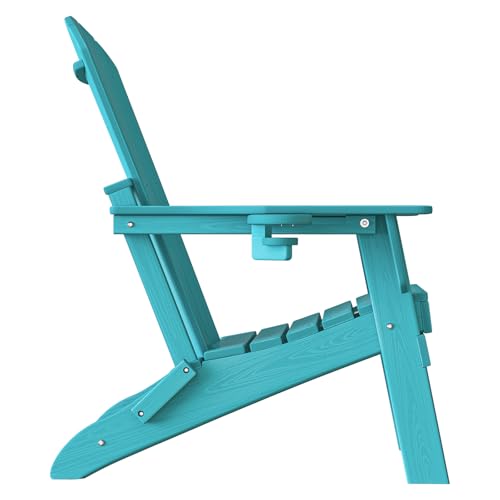Image of Plawdlik HDPE Folding Adirondack Chair Set of 2 with Cup Holder, Aruba