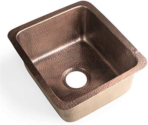Monarch Abode 17090 Pure Copper Hand Hammered Highball Single Bowl Kitchen Sink (17 inches)