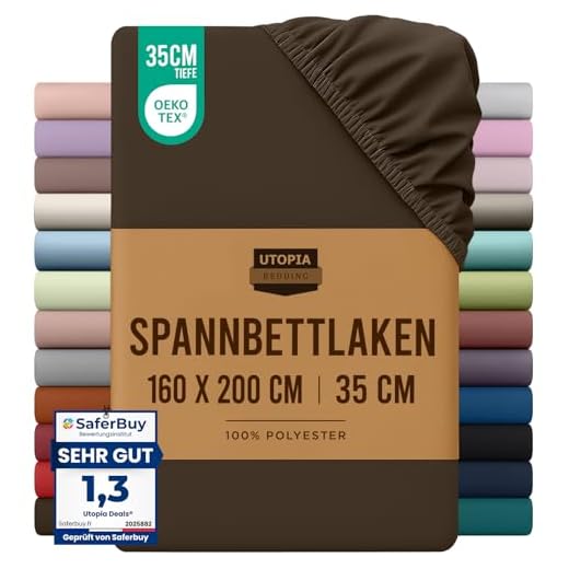 Utopia Bedding - Spannbettlaken 160x200cm - Braun - Gebürstete Mikrofaser Spannbetttuch - 35 cm Tiefe Tasche